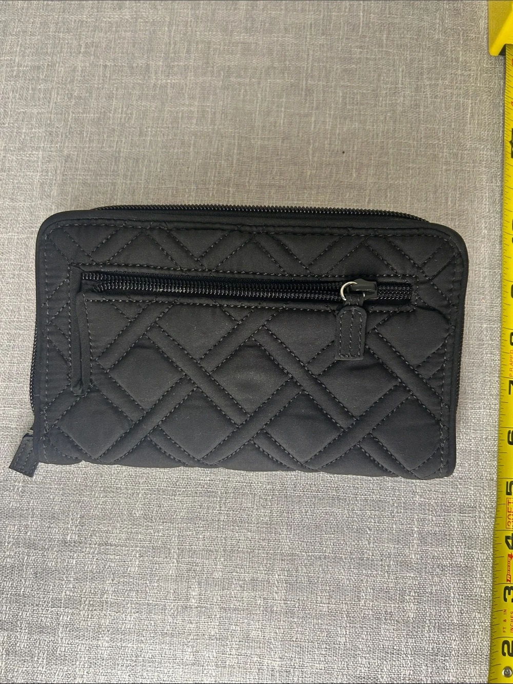 Vera Bradley Black Quilted Zip-Around Wallet with Turn-Lock Closure